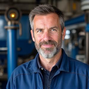 Portrait of a marine hydraulics expert in a workshop
