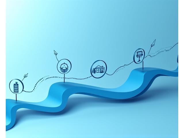 Illustration of a detailed project timeline or process flow with renewable energy icons, representing comprehensive planning and support services.